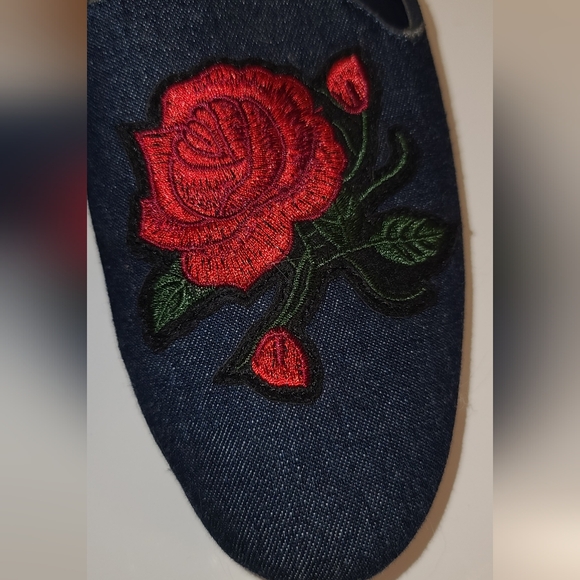 Paprika denim Detail mules with floral embroidery size US 7 - Picture 3 of 7